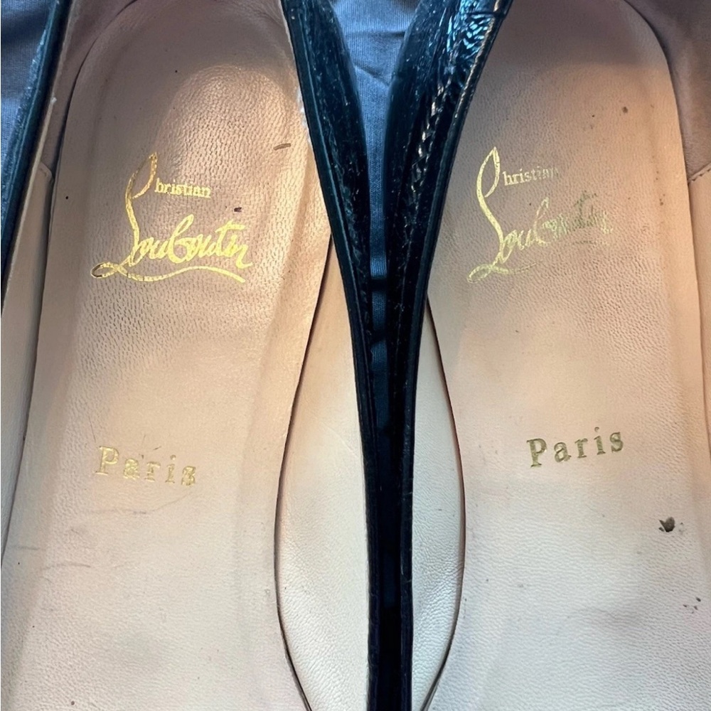 Christian Louboutin Black Leather Ballet Flats - Picture 2 of 6